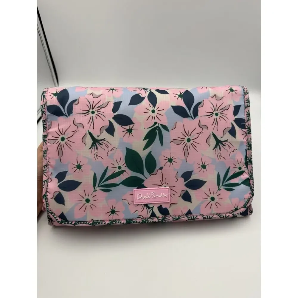 Dwell Studio Pink Floral Hanging Cosmetic Travel Bag Organizer Bottles NWT